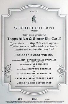 2022 Topps Allen & Ginter - Boxloader Rip Cards #BRC-SO Shohei Ohtani Back