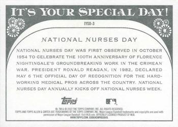 2022 Topps Allen & Ginter - It's Your Special Day! #IYSD-3 National Nurses Day Back
