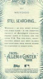 2022 Topps Allen & Ginter - Mini Still Searching #SS-7 Wendigo Back