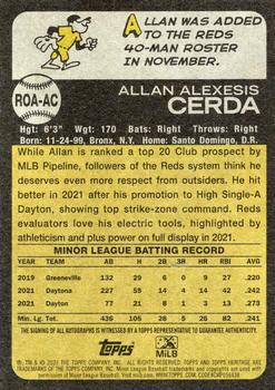 2022 Topps Heritage Minor League - Real One Autographs #ROA-AC Allan Cerda Back