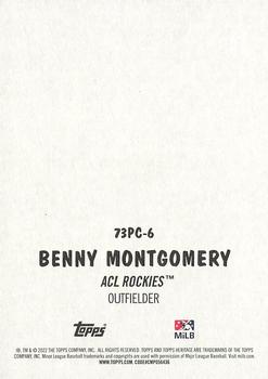 2022 Topps Heritage Minor League - 1973 Topps Pack Cover #73PC-6 Benny Montgomery Back