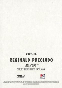 2022 Topps Heritage Minor League - 1973 Topps Pack Cover #73PC-14 Reginald Preciado Back