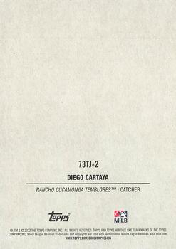 2022 Topps Heritage Minor League - 1973 Topps Tarjetas #73TJ-2 Diego Cartaya Back