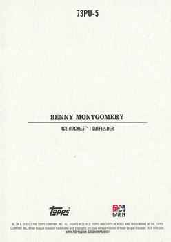 2022 Topps Heritage Minor League - 1973 Topps Baseball Pin-Up #73PU-5 Benny Montgomery Back