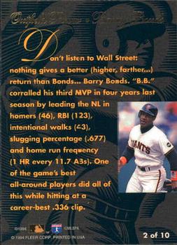 1994 Flair - Outfield Power #2 Barry Bonds Back