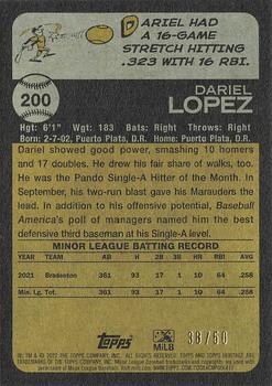 2022 Topps Heritage Minor League - Black Border #200 Dariel Lopez Back