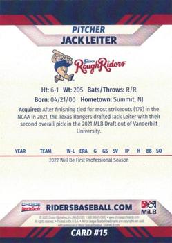 2022 Choice Frisco RoughRiders #15 Jack Leiter Back