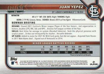 2022 Bowman Chrome - Refractor #26 Juan Yepez Back
