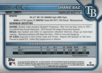 2022 Bowman Chrome - Refractor #66 Shane Baz Back