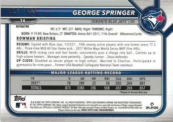 2022 Bowman Chrome - Refractor #74 George Springer Back