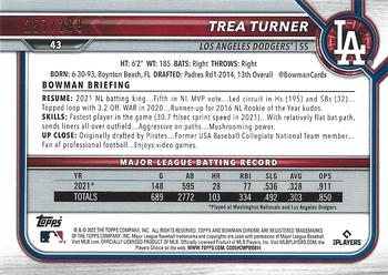 2022 Bowman Chrome - Fuchsia Refractor #43 Trea Turner Back