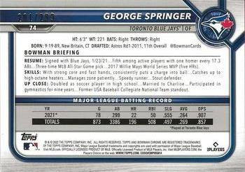 2022 Bowman Chrome - Fuchsia Refractor #74 George Springer Back
