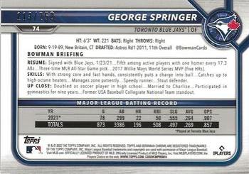 2022 Bowman Chrome - Purple Refractor #74 George Springer Back