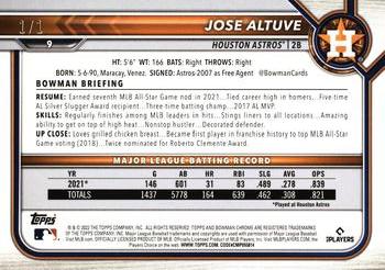 2022 Bowman Chrome - SuperFractor #9 Jose Altuve Back