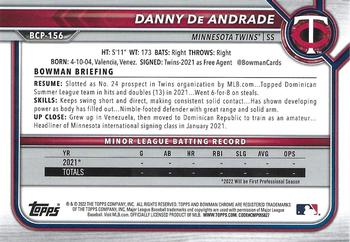 2022 Bowman Chrome - Prospects #BCP-156 Danny De Andrade Back