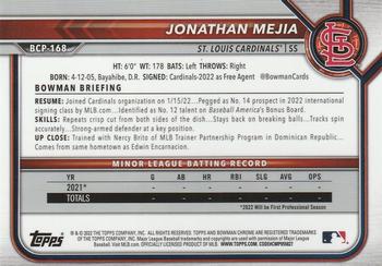 2022 Bowman Chrome - Prospects #BCP-168 Jonathan Mejia Back
