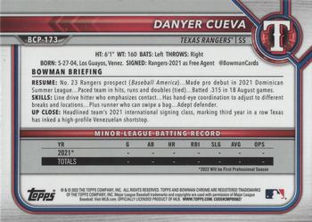 2022 Bowman Chrome - Prospects #BCP-173 Danyer Cueva Back