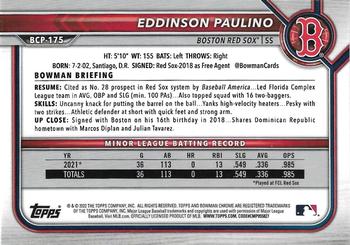2022 Bowman Chrome - Prospects #BCP-175 Eddinson Paulino Back