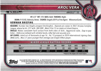 2022 Bowman Chrome - Prospects #BCP-177 Arol Vera Back