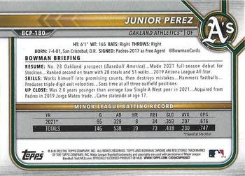 2022 Bowman Chrome - Prospects #BCP-180 Junior Perez Back