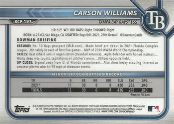 2022 Bowman Chrome - Prospects #BCP-197 Carson Williams Back