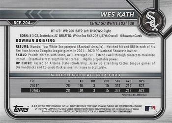 2022 Bowman Chrome - Prospects #BCP-204 Wes Kath Back