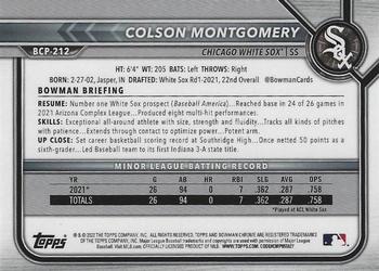2022 Bowman Chrome - Prospects #BCP-212 Colson Montgomery Back