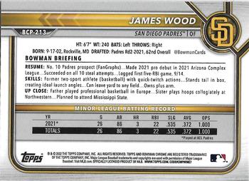 2022 Bowman Chrome - Prospects #BCP-213 James Wood Back