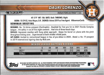 2022 Bowman Chrome - Prospects #BCP-217 Dauri Lorenzo Back