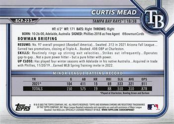 2022 Bowman Chrome - Prospects #BCP-223 Curtis Mead Back