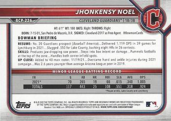 2022 Bowman Chrome - Prospects #BCP-226 Jhonkensy Noel Back