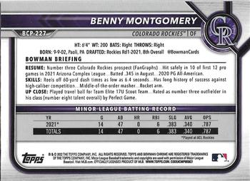 2022 Bowman Chrome - Prospects #BCP-227 Benny Montgomery Back