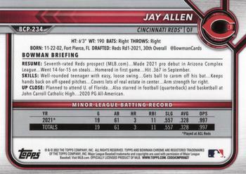 2022 Bowman Chrome - Prospects #BCP-234 Jay Allen Back