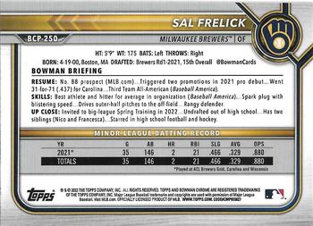 2022 Bowman Chrome - Prospects #BCP-250 Sal Frelick Back