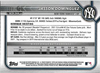 2022 Bowman Chrome - Prospects Refractor #BCP-244 Jasson Dominguez Back
