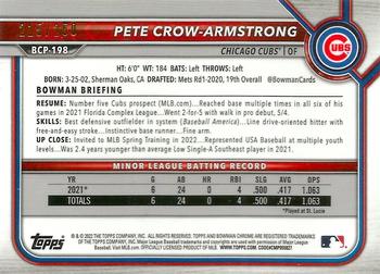 2022 Bowman Chrome - Prospects Purple Shimmer Refractor #BCP-198 Pete Crow-Armstrong Back