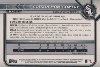 2022 Bowman Chrome - Prospects Red Refractor #BCP-212 Colson Montgomery Back