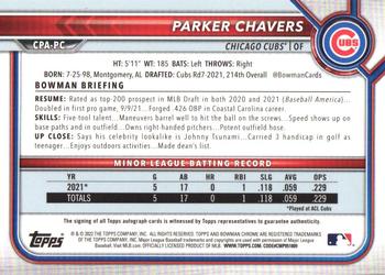 2022 Bowman Chrome - Prospect Autographs #CPA-PC Parker Chavers Back