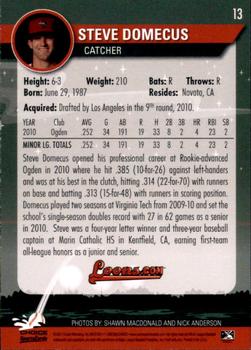 2011 Choice Great Lakes Loons #13 Steve Domecus Back