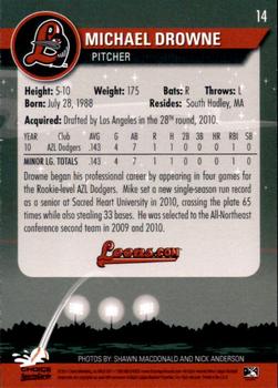 2011 Choice Great Lakes Loons #14 Michael Drowne Back