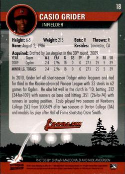 2011 Choice Great Lakes Loons #18 Casio Grider Back