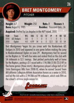 2011 Choice Great Lakes Loons #26 Bret Montgomery Back