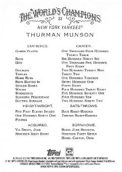 2022 Topps Allen & Ginter X #33 Thurman Munson Back