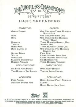 2022 Topps Allen & Ginter X #80 Hank Greenberg Back