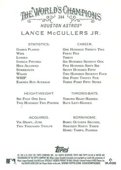2022 Topps Allen & Ginter X #244 Lance McCullers Jr. Back