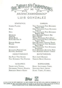 2022 Topps Allen & Ginter X #342 Luis Gonzalez Back