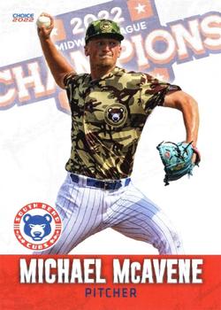 2022 Choice South Bend Cubs Midwest League Champions #20 Michael McAvene Front