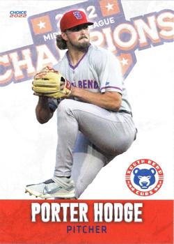 2022 Choice South Bend Cubs Midwest League Champions #21 Porter Hodge Front