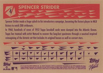 2022 Topps x Naturel 1952 Topps #4 Spencer Strider Back