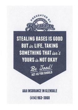 2012 Milwaukee Brewers Police - AAA Insurance in Glendale #NNO Marco Estrada Back